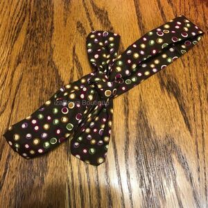 *****  Brown with Polka Dots Knot Headband - Thin Style  FPKH1   HANDCRAFTED